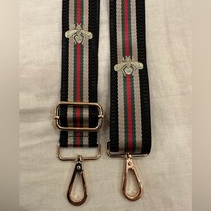 NWOT pom pom london • black-green-bronze dragonfly bag strap